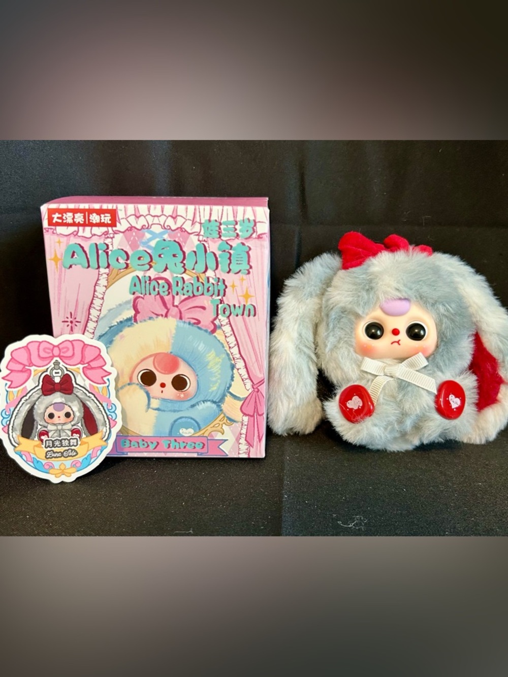 Baby Three Alice Rabbit Town Luna Solo Plush Bunny with Red Bow